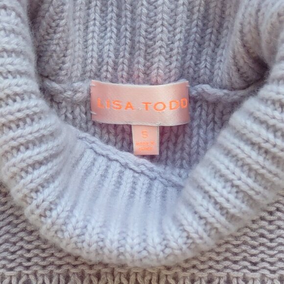 Lisa Todd 100% Cashmere Crop High Neck Sweater Bell Cuffs Boho Romantic Sz Small - Picture 3 of 9